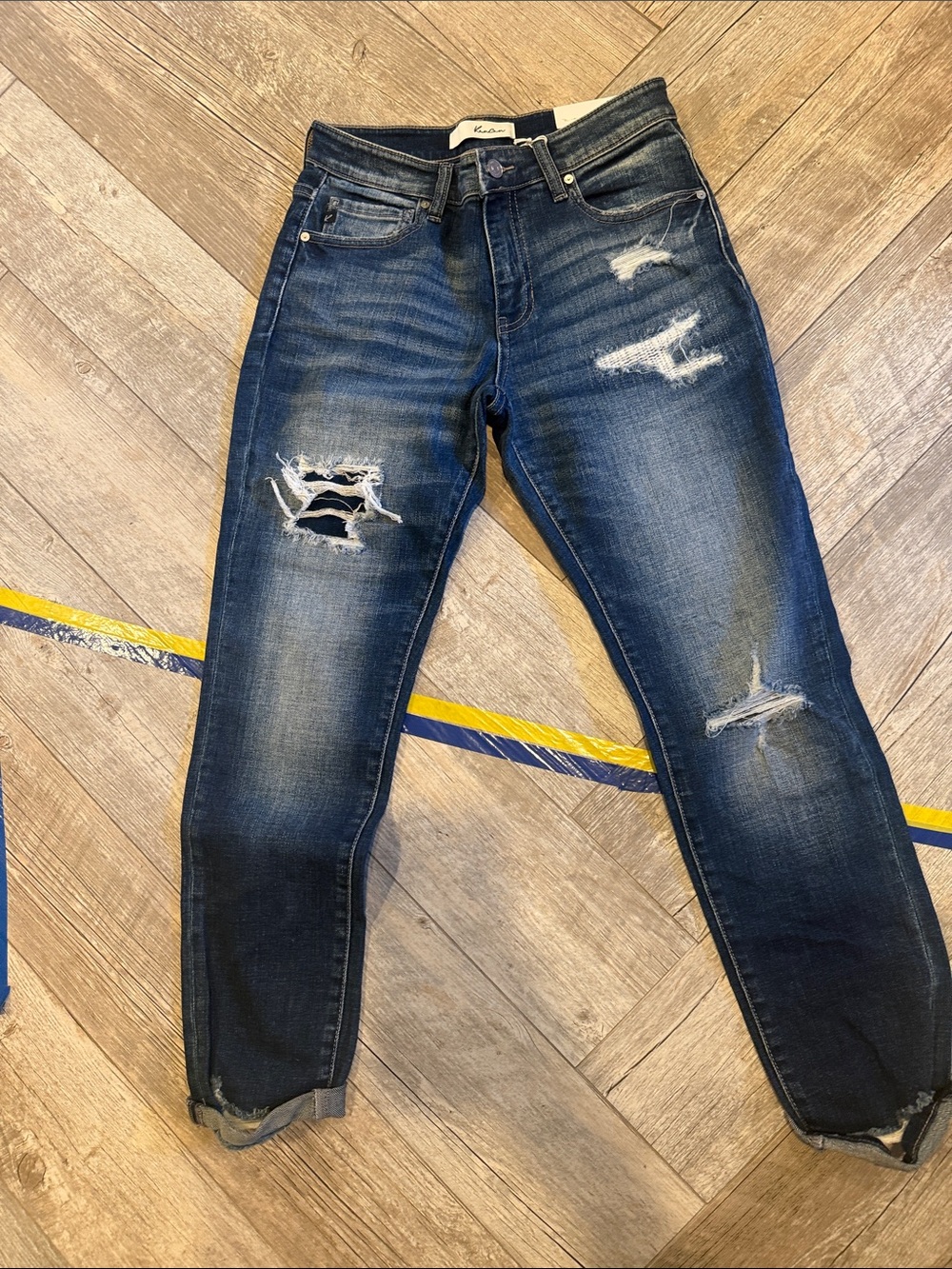 KanCan Dark Blue Distressed Boyfriend Jeans